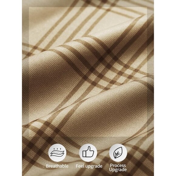 🆕 Men Brown Slim Fit Pants Flat Front Stretch Skinny Tapered Casual Trousers - Picture 6 of 6